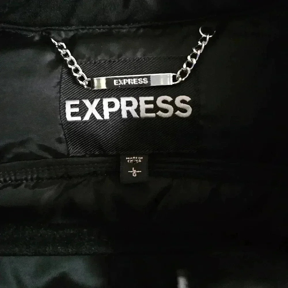 Express Full Zip Puffer Jacket Coat w/ Thumb Holes Women (L) - Picture 4 of 5